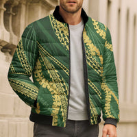 Polynesian Puakeniken Pikake Twisted Lei Bomber Puffer Jacket Emerald - Polynesian Pride