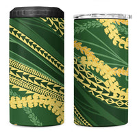 Polynesian Puakeniken Pikake Twisted Lei 4 in 1 Can Cooler Tumbler Emerald - Polynesian Pride