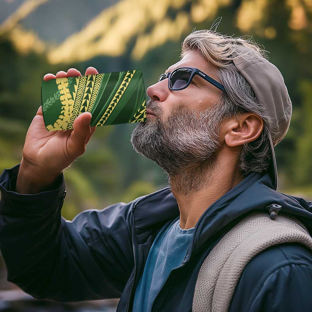 Polynesian Puakeniken Pikake Twisted Lei 4 in 1 Can Cooler Tumbler Emerald - Polynesian Pride