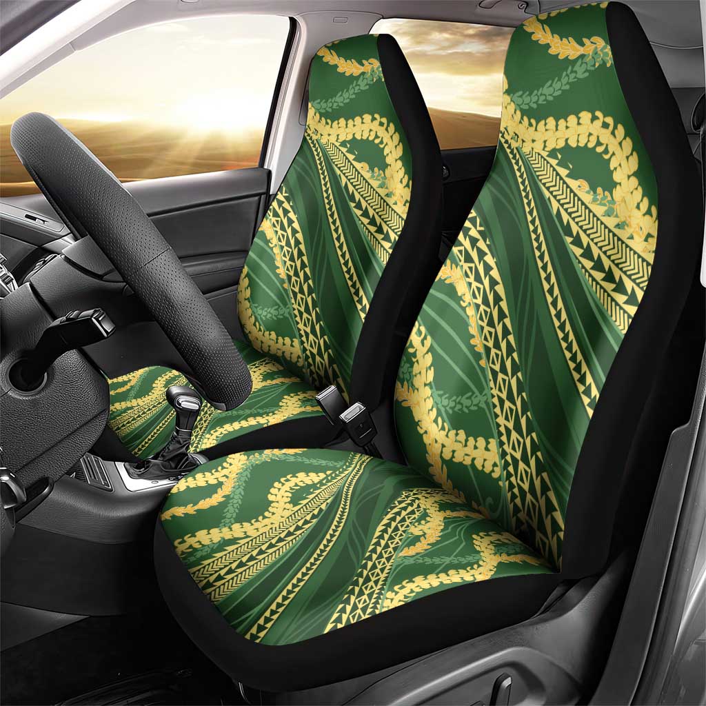Polynesian Puakeniken Pikake Twisted Lei Car Seat Cover Emerald - Polynesian Pride