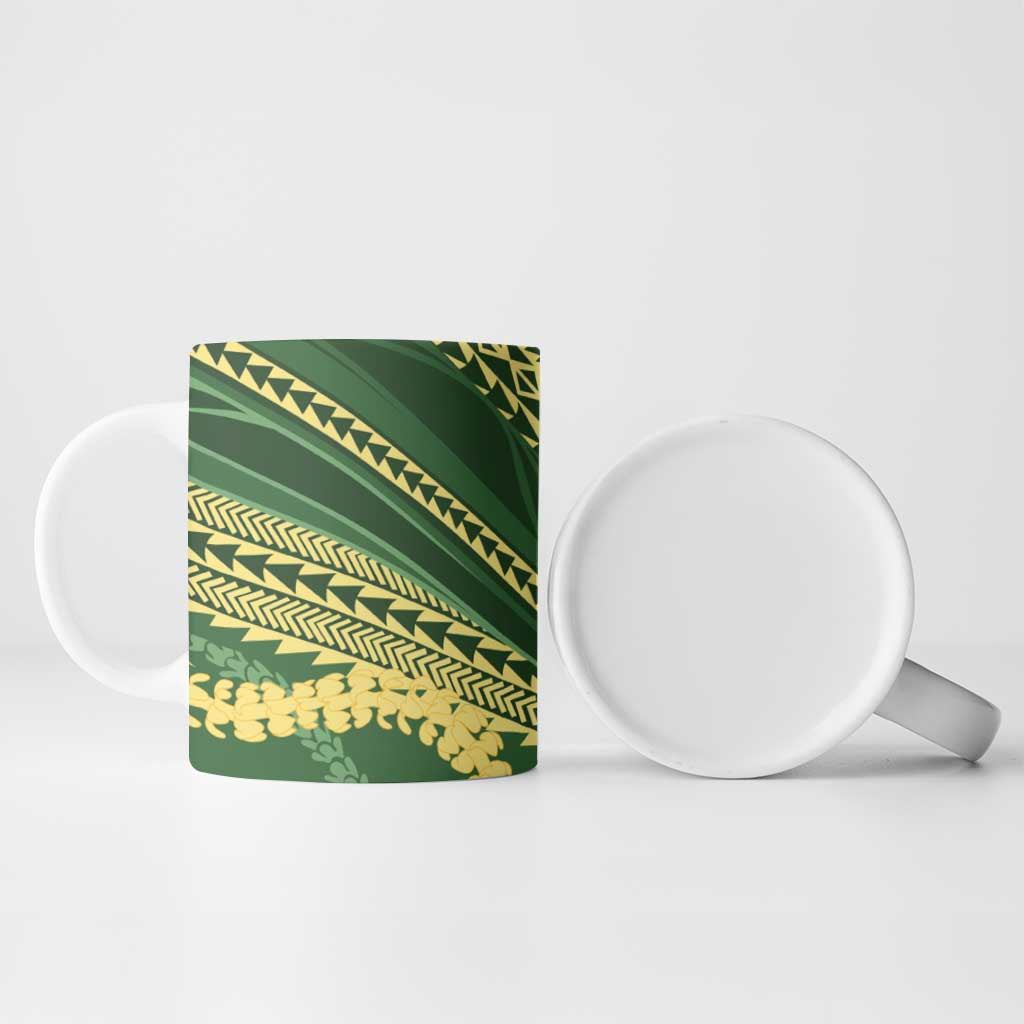 Polynesian Puakeniken Pikake Twisted Lei Ceramic Mug Emerald - Polynesian Pride