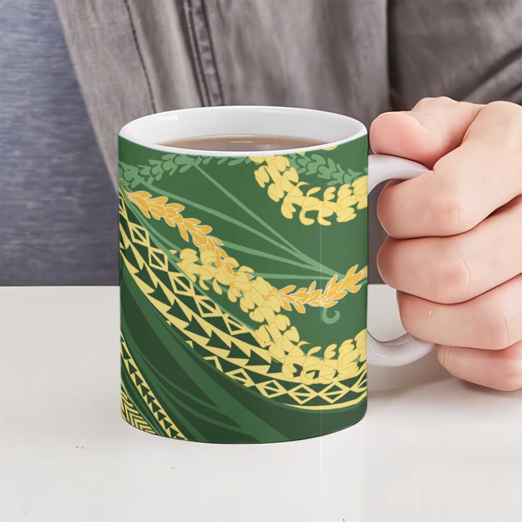 Polynesian Puakeniken Pikake Twisted Lei Ceramic Mug Emerald - Polynesian Pride