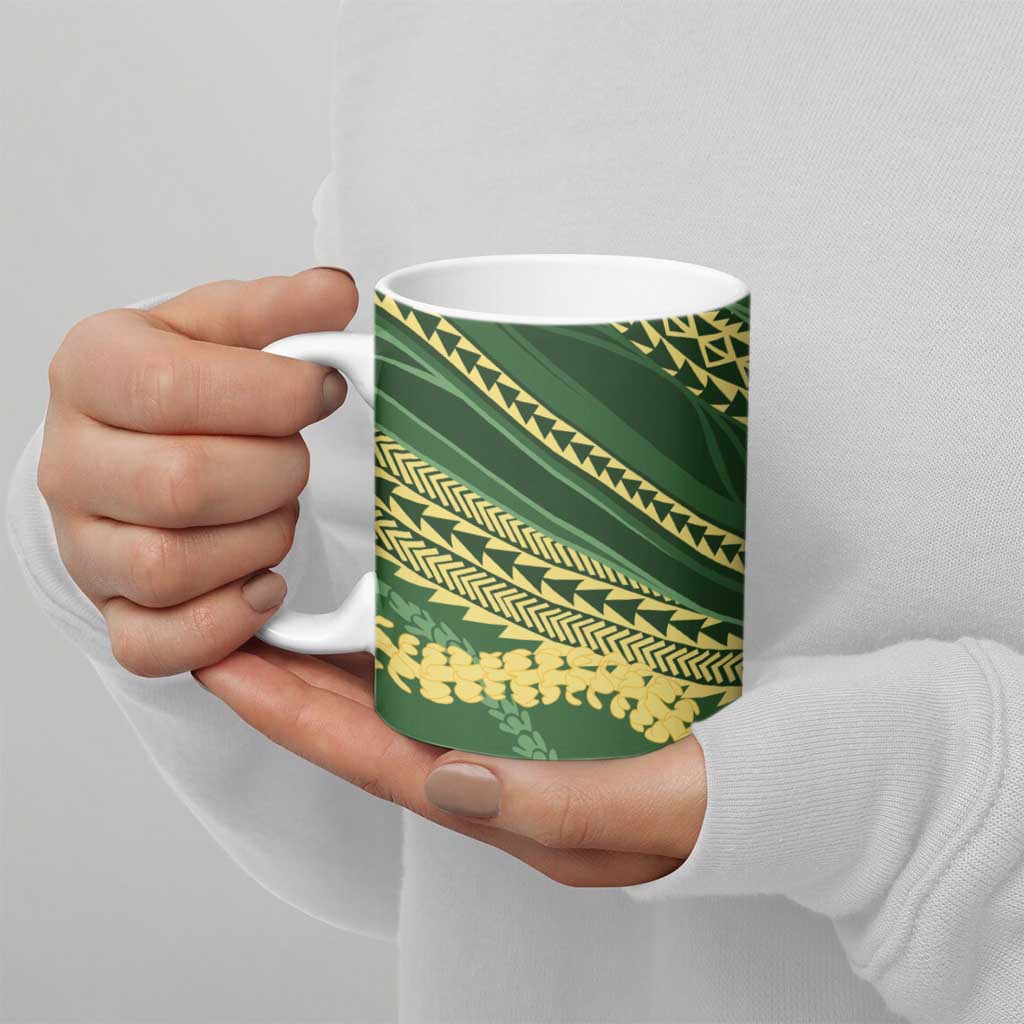 Polynesian Puakeniken Pikake Twisted Lei Ceramic Mug Emerald - Polynesian Pride