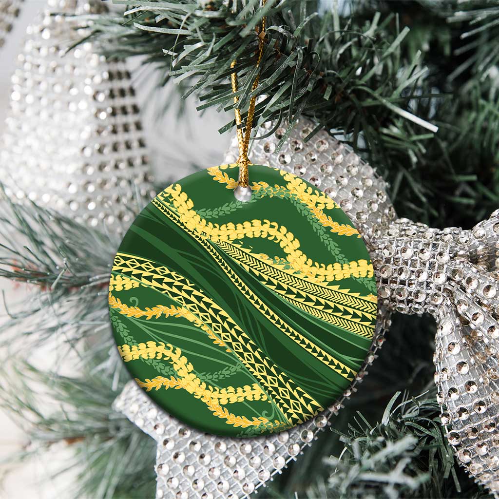 Polynesian Puakeniken Pikake Twisted Lei Ceramic Ornament Emerald - Polynesian Pride
