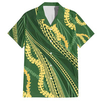 Polynesian Puakeniken Pikake Twisted Lei Family Matching Tank Maxi Dress and Hawaiian Shirt Emerald - Polynesian Pride