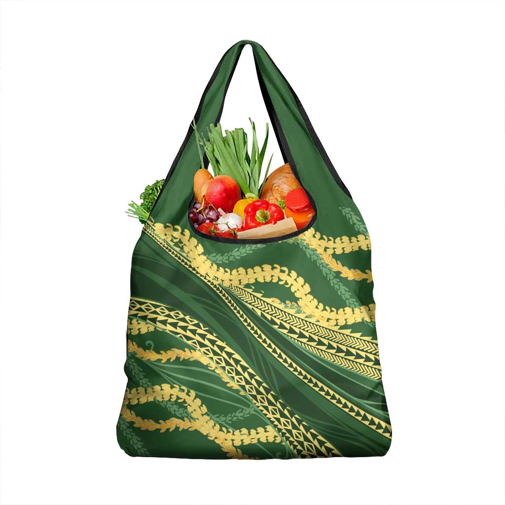 Polynesian Puakeniken Pikake Twisted Lei Grocery Bag Emerald - Polynesian Pride
