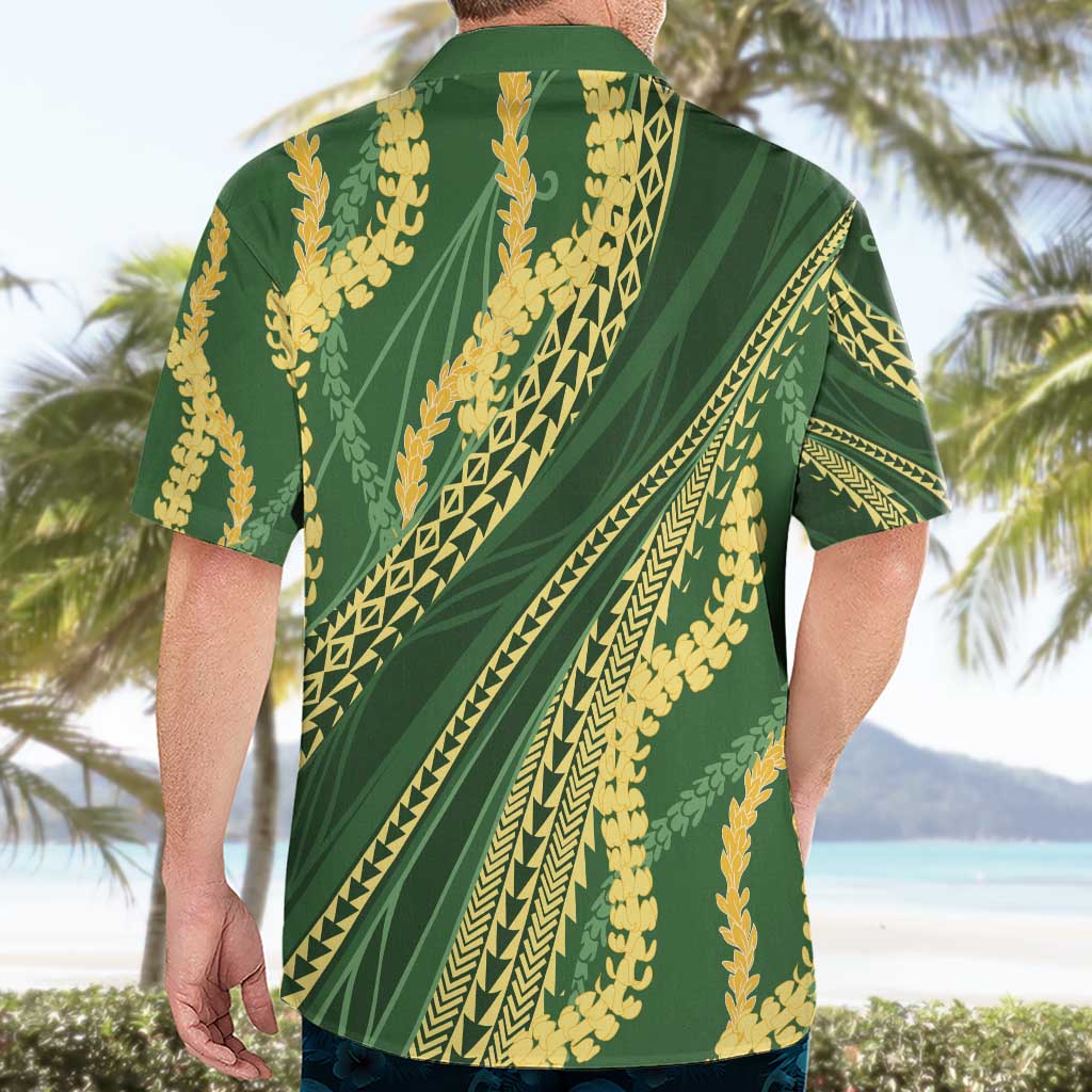 Polynesian Puakeniken Pikake Twisted Lei Hawaiian Shirt Emerald - Polynesian Pride