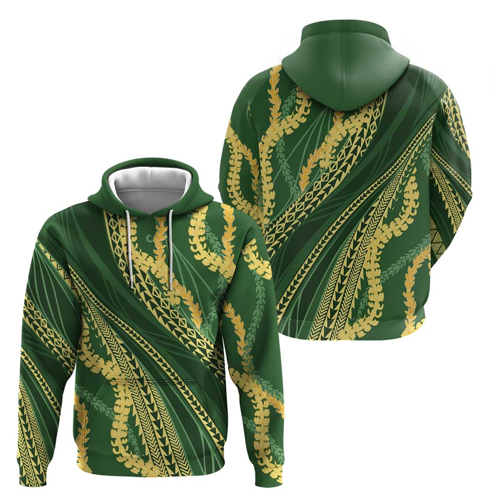 Polynesian Puakeniken Pikake Twisted Lei Hoodie Emerald - Polynesian Pride
