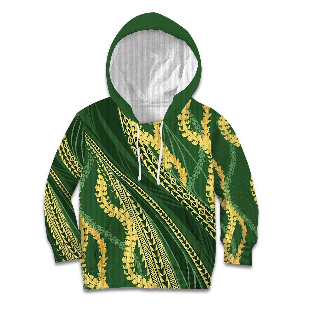 Polynesian Puakeniken Pikake Twisted Lei Kid Hoodie Emerald - Polynesian Pride