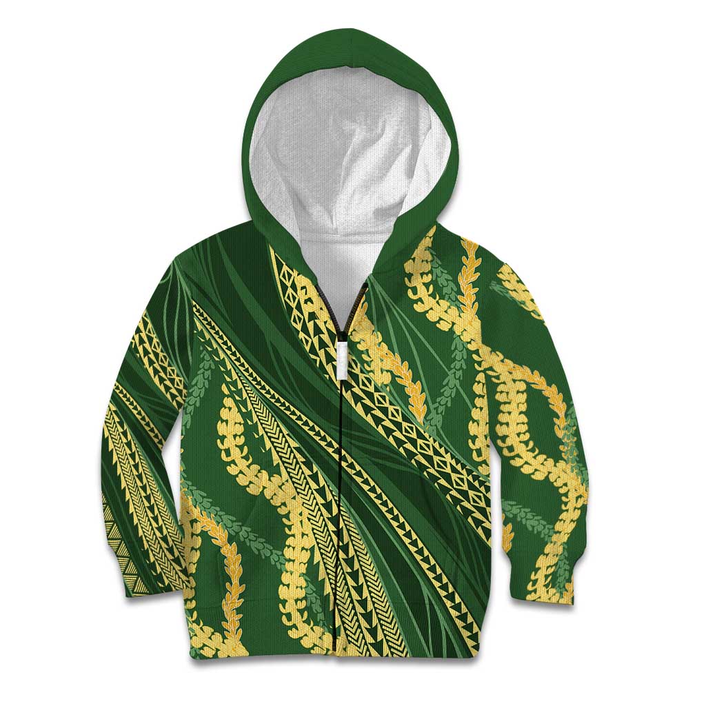 Polynesian Puakeniken Pikake Twisted Lei Kid Hoodie Emerald - Polynesian Pride