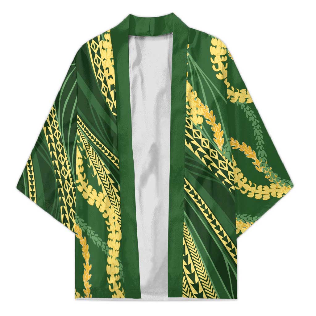 Polynesian Puakeniken Pikake Twisted Lei Kimono Emerald LT7 Unisex Emerald - Polynesian Pride