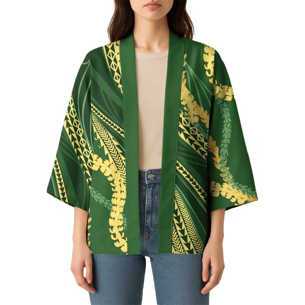 Polynesian Puakeniken Pikake Twisted Lei Kimono Emerald - Polynesian Pride