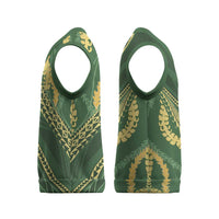 Polynesian Puakeniken Pikake Twisted Lei Christmas Knitted V-Neck Vest Emerald - Polynesian Pride