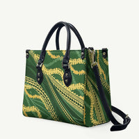 Polynesian Puakeniken Pikake Twisted Lei Leather Bag Emerald - Polynesian Pride