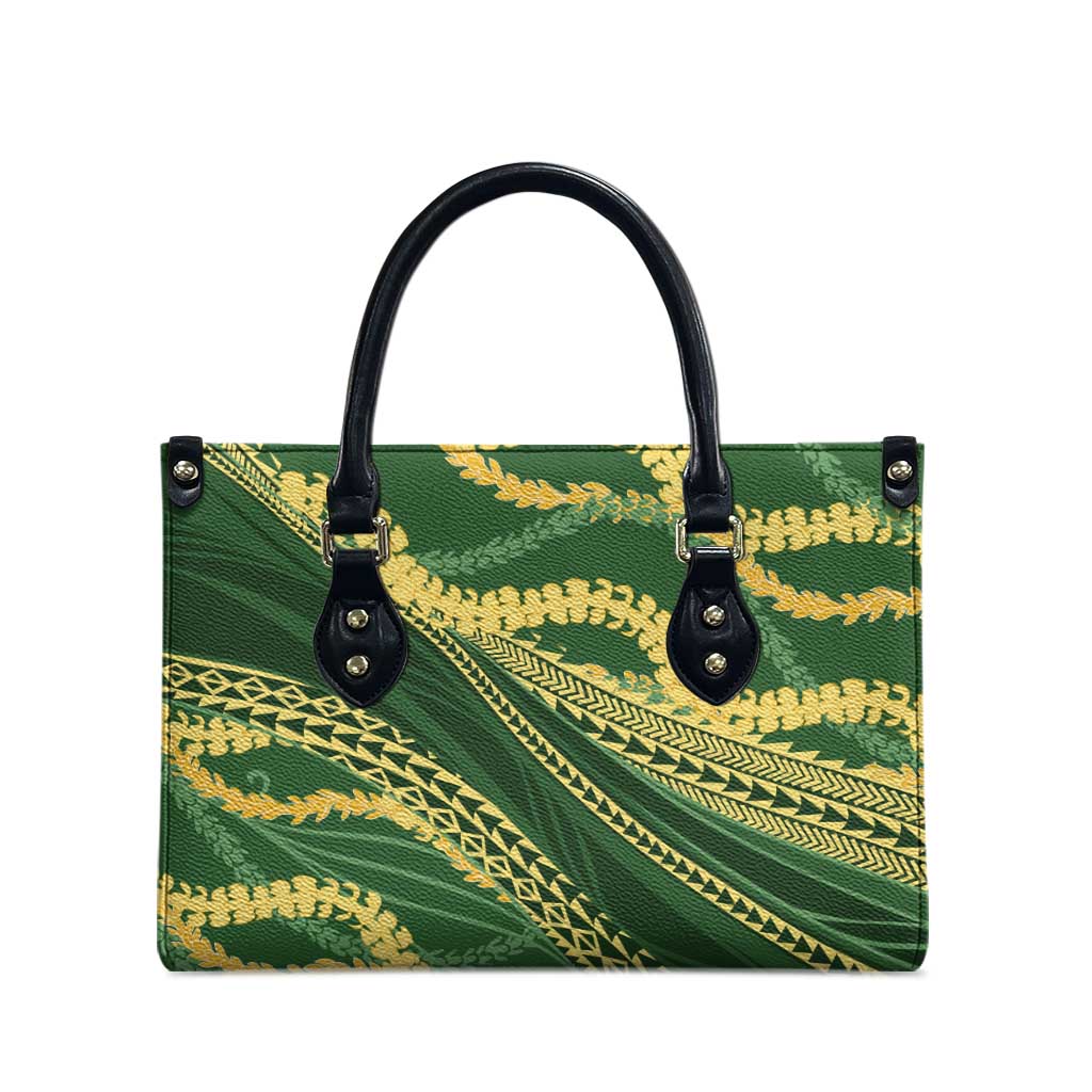 Polynesian Puakeniken Pikake Twisted Lei Leather Bag Emerald - Polynesian Pride