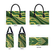 Polynesian Puakeniken Pikake Twisted Lei Leather Bag Emerald - Polynesian Pride
