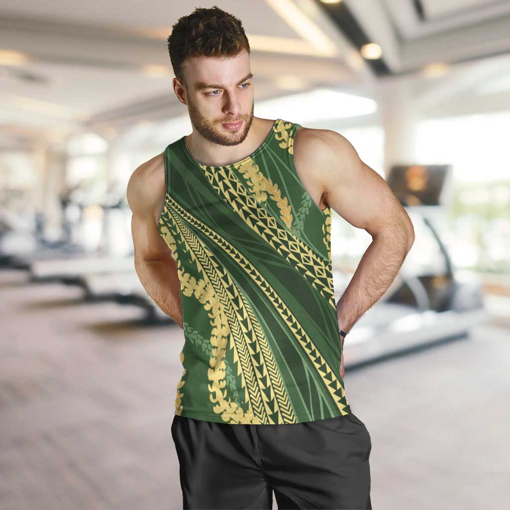 Polynesian Puakeniken Pikake Twisted Lei Men Tank Top Emerald - Polynesian Pride