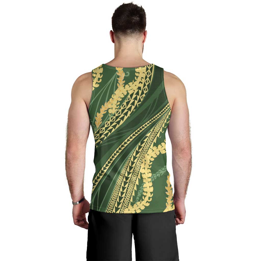 Polynesian Puakeniken Pikake Twisted Lei Men Tank Top Emerald - Polynesian Pride