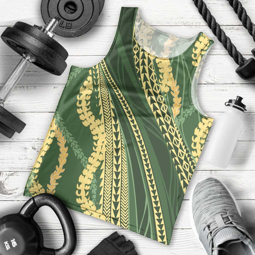 Polynesian Puakeniken Pikake Twisted Lei Men Tank Top Emerald - Polynesian Pride