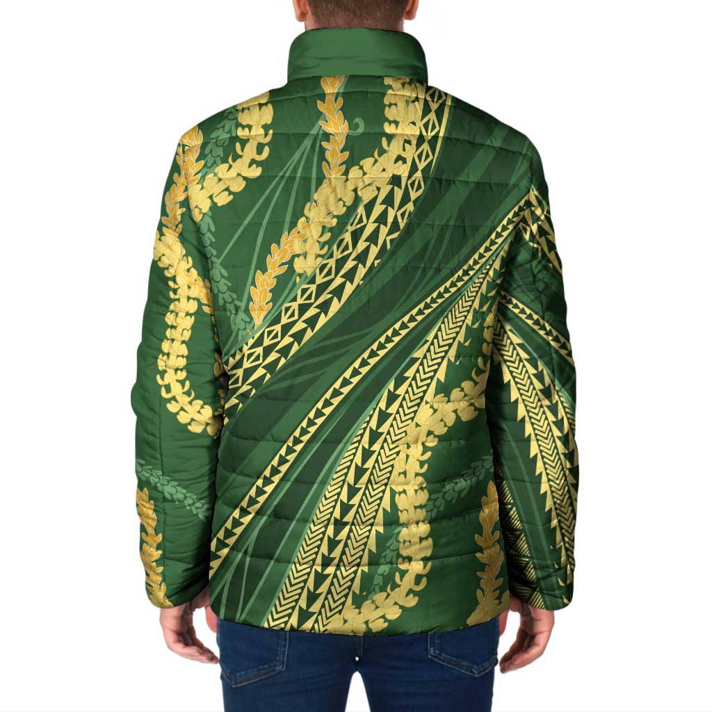Polynesian Puakeniken Pikake Twisted Lei Padded Jacket Emerald - Polynesian Pride