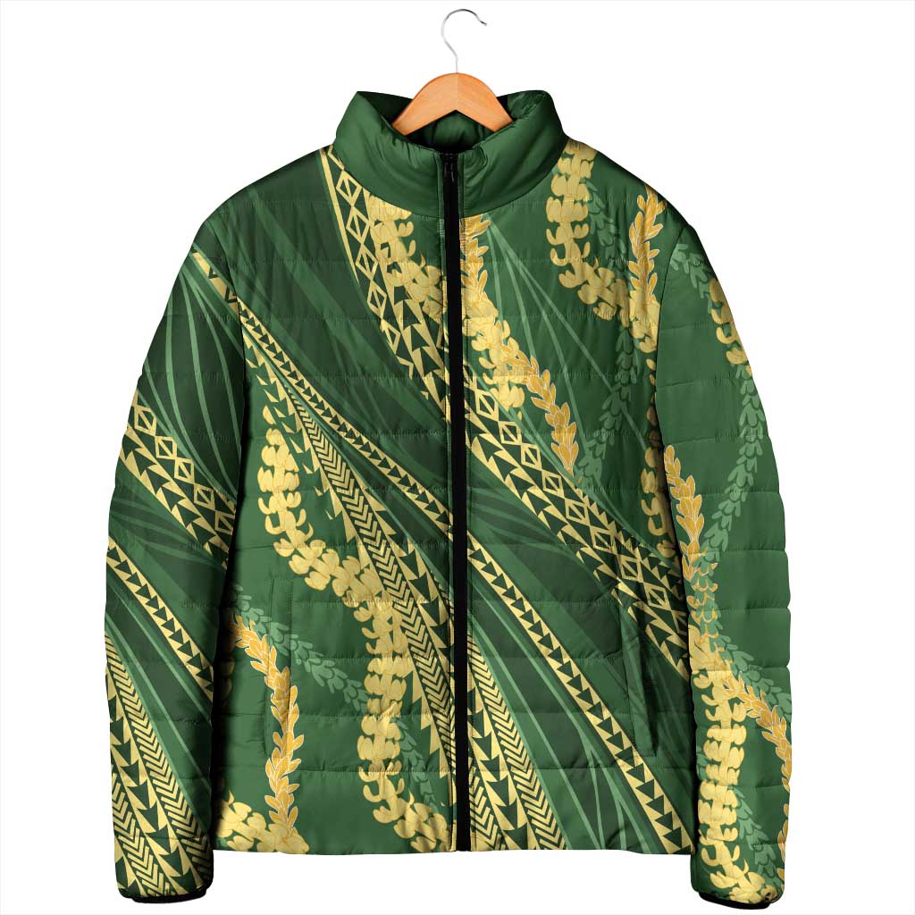 Polynesian Puakeniken Pikake Twisted Lei Padded Jacket Emerald - Polynesian Pride