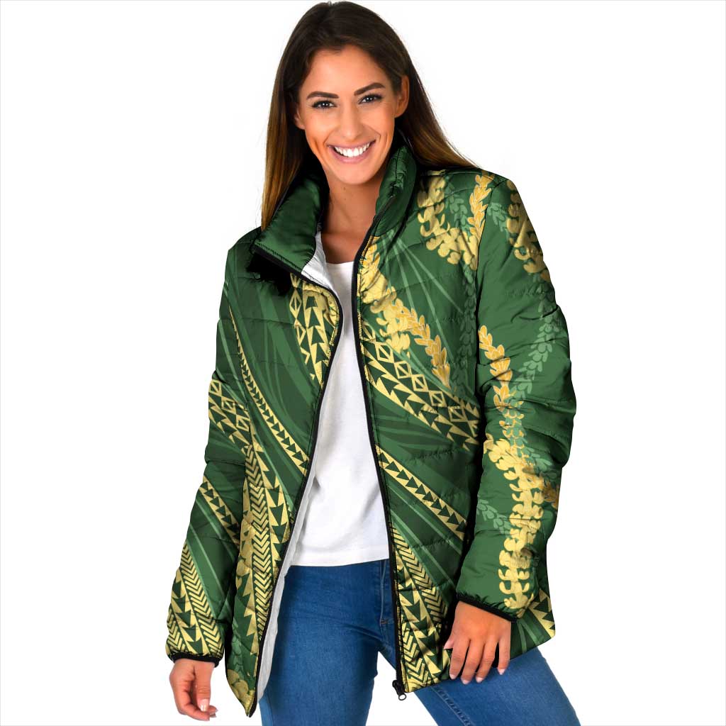 Polynesian Puakeniken Pikake Twisted Lei Padded Jacket Emerald - Polynesian Pride