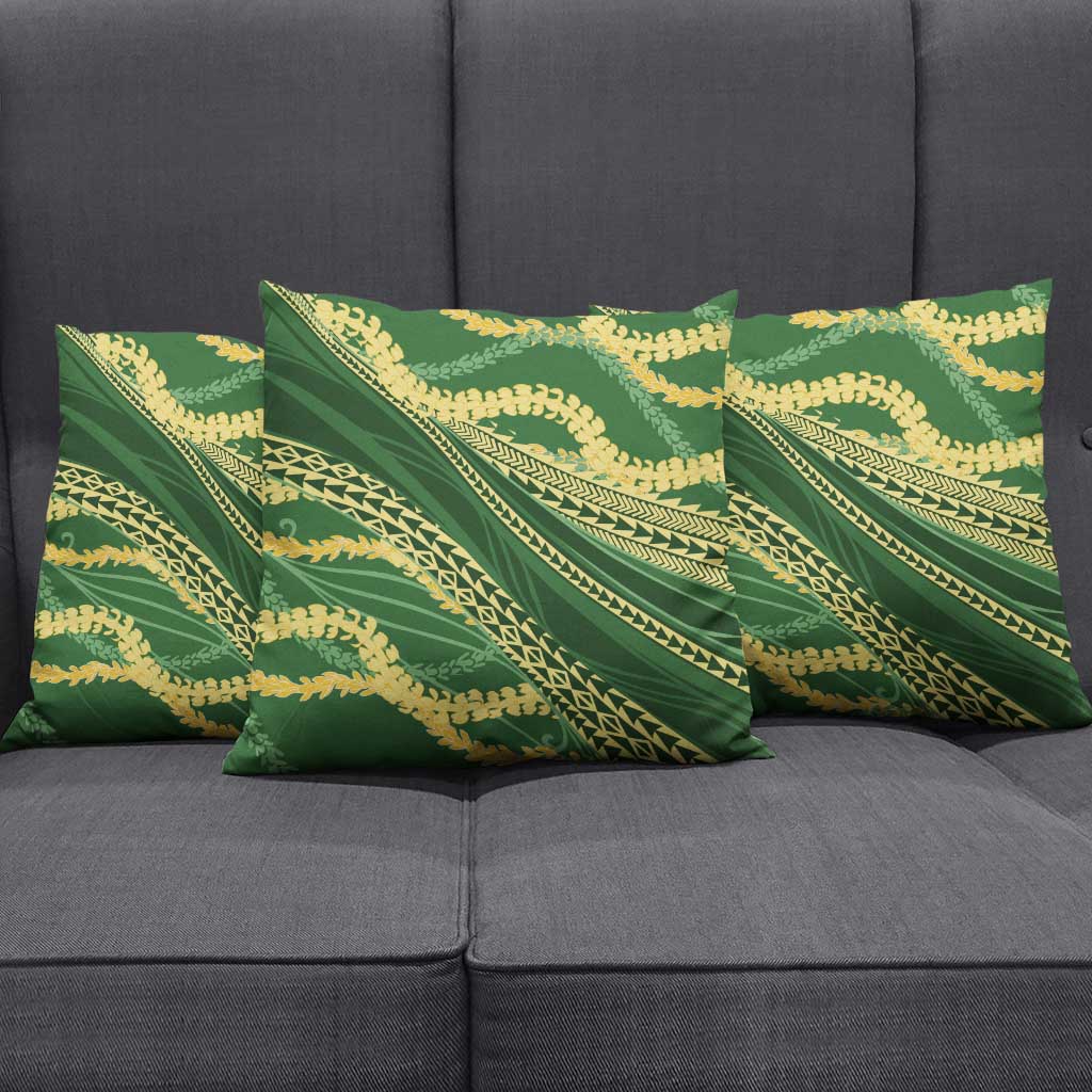 Polynesian Puakeniken Pikake Twisted Lei Pillow Cover Emerald - Polynesian Pride