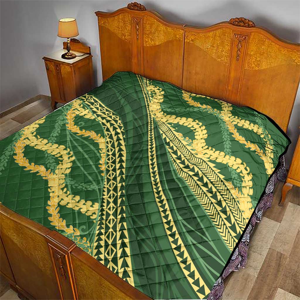 Polynesian Puakeniken Pikake Twisted Lei Quilt Emerald - Polynesian Pride