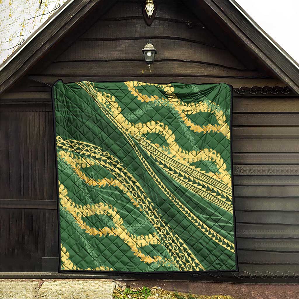 Polynesian Puakeniken Pikake Twisted Lei Quilt Emerald - Polynesian Pride