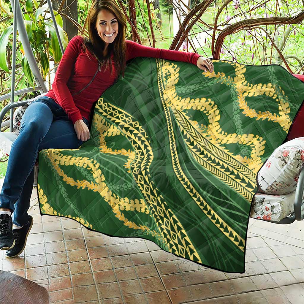 Polynesian Puakeniken Pikake Twisted Lei Quilt Emerald - Polynesian Pride