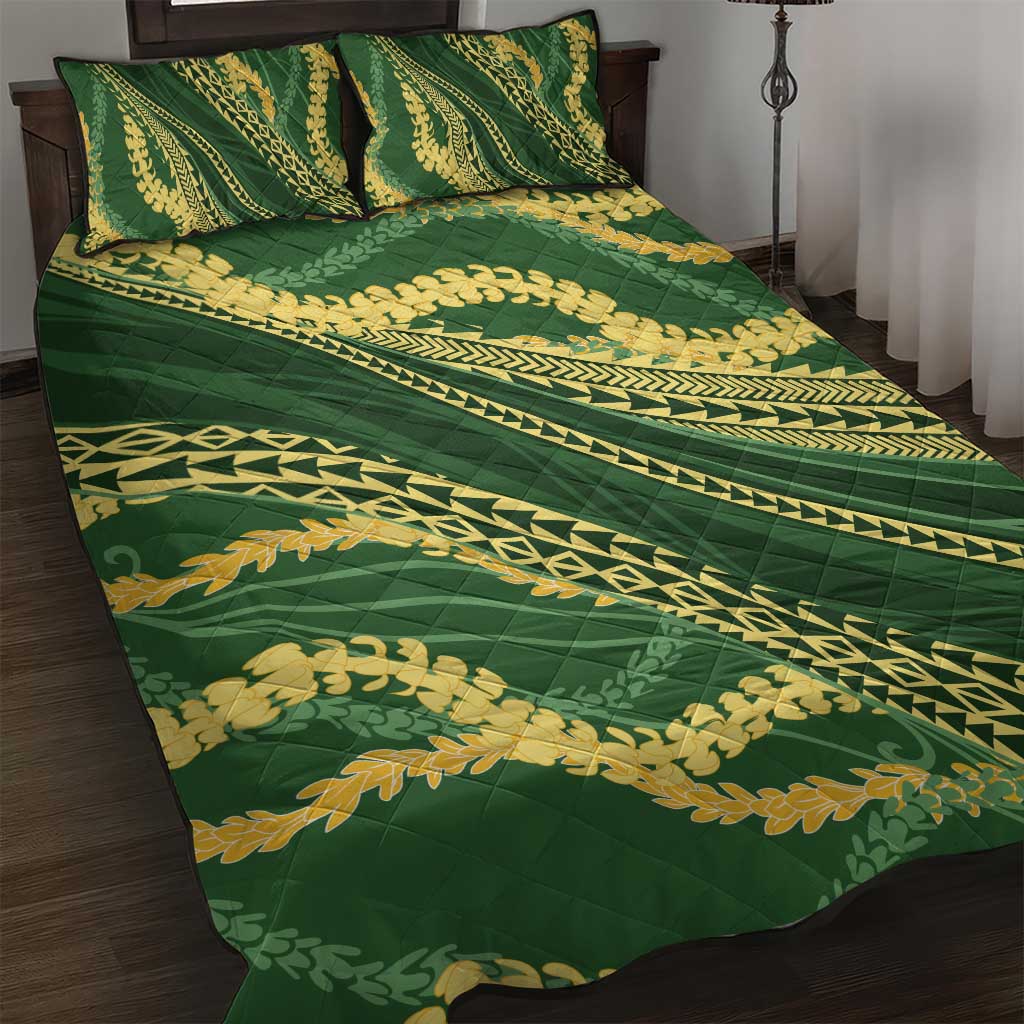 Polynesian Puakeniken Pikake Twisted Lei Quilt Bed Set Emerald LT7 Emerald - Polynesian Pride