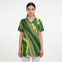 Polynesian Puakeniken Pikake Twisted Lei Scrub Top Emerald - Polynesian Pride