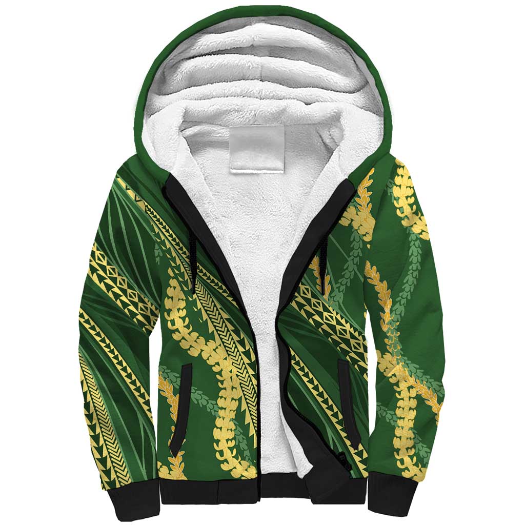 Polynesian Puakeniken Pikake Twisted Lei Sherpa Hoodie Emerald LT7 Unisex Emerald - Polynesian Pride
