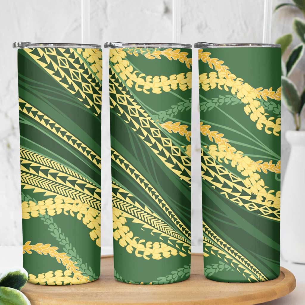 Polynesian Puakeniken Pikake Twisted Lei Skinny Tumbler Emerald - Polynesian Pride