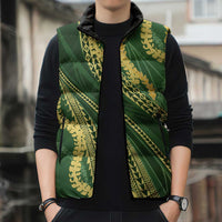 Polynesian Puakeniken Pikake Twisted Lei Sleeveless Puffer Jacket Emerald - Polynesian Pride