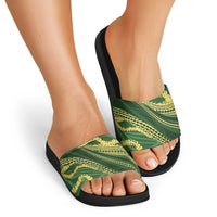 Polynesian Puakeniken Pikake Twisted Lei Slide Sandals Emerald - Polynesian Pride