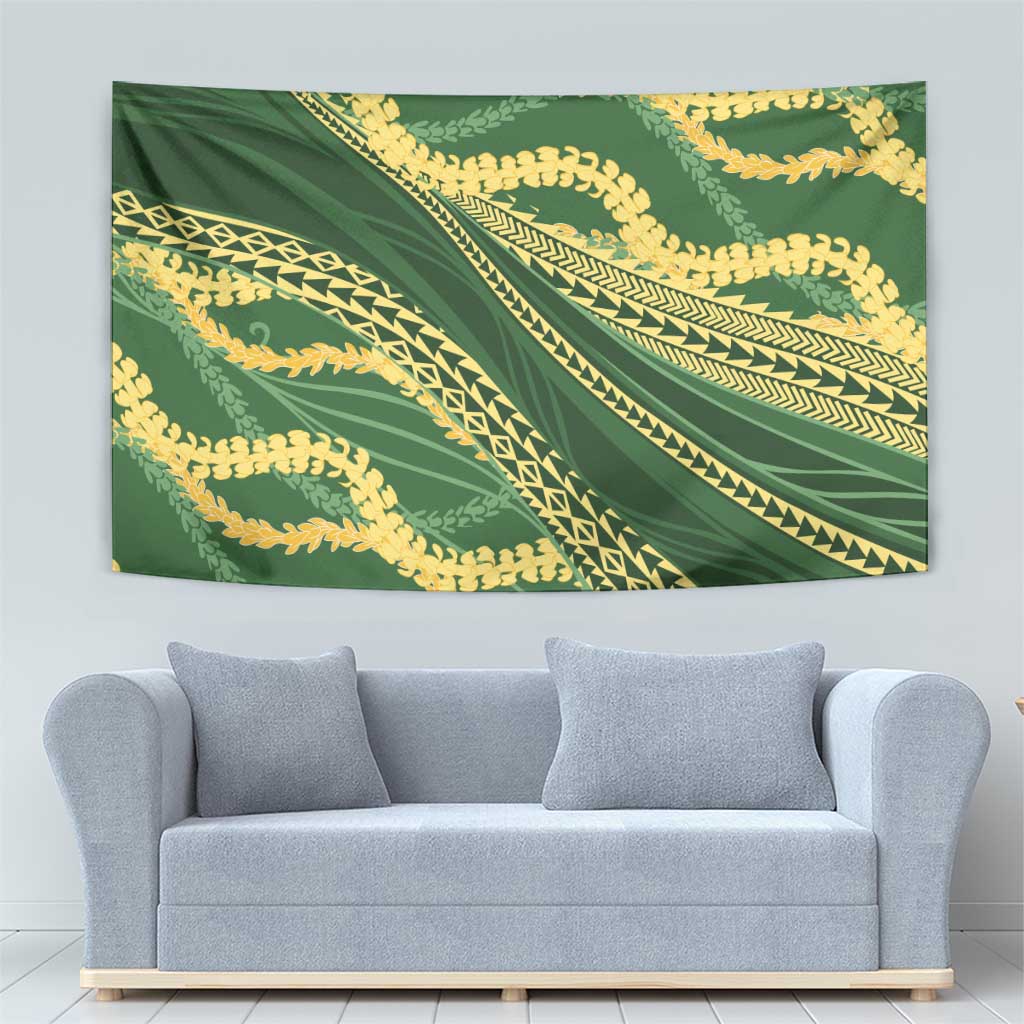 Polynesian Puakeniken Pikake Twisted Lei Tapestry Emerald - Polynesian Pride
