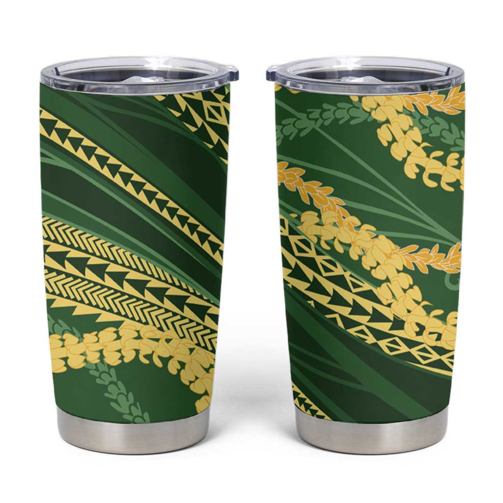 Polynesian Puakeniken Pikake Twisted Lei Tumbler Cup Emerald - Polynesian Pride