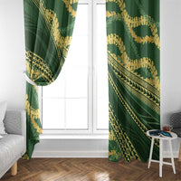 Polynesian Puakeniken Pikake Twisted Lei Window Curtain Emerald - Polynesian Pride