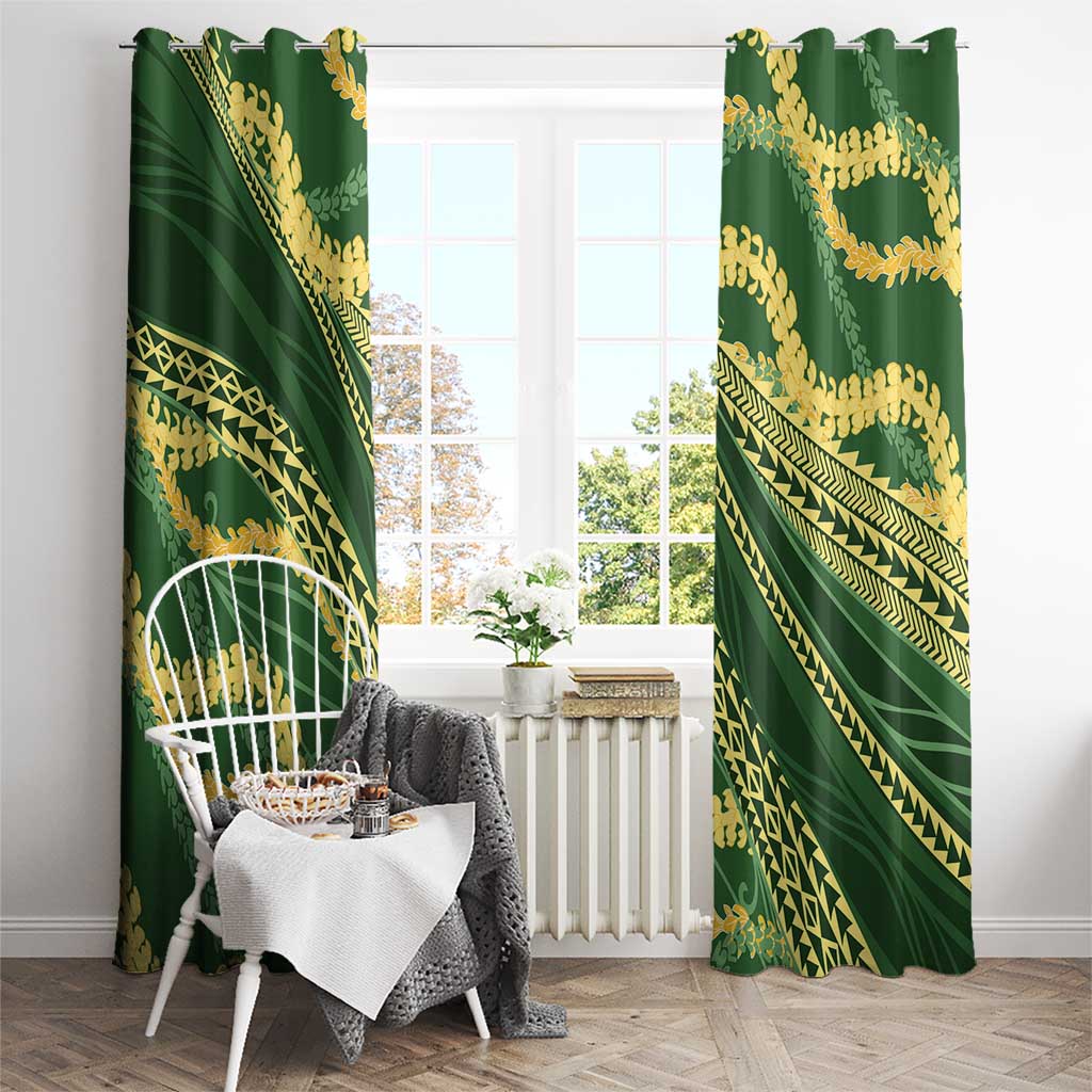 Polynesian Puakeniken Pikake Twisted Lei Window Curtain Emerald - Polynesian Pride