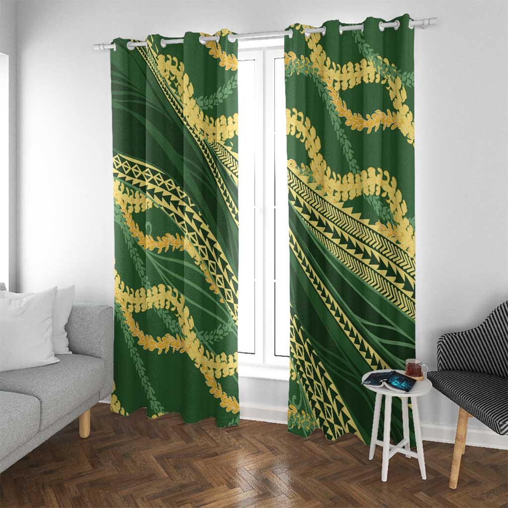 Polynesian Puakeniken Pikake Twisted Lei Window Curtain Emerald - Polynesian Pride