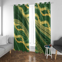 Polynesian Puakeniken Pikake Twisted Lei Window Curtain Emerald - Polynesian Pride