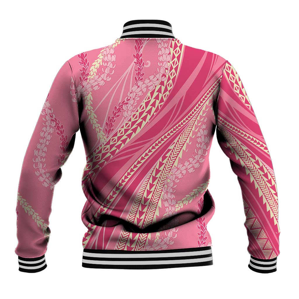 Polynesian Puakeniken Pikake Twisted Lei Baseball Jacket Rose Pink - Polynesian Pride