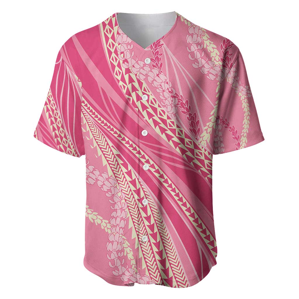 Polynesian Puakeniken Pikake Twisted Lei Baseball Jersey Rose Pink - Polynesian Pride