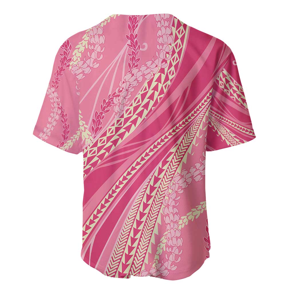 Polynesian Puakeniken Pikake Twisted Lei Baseball Jersey Rose Pink - Polynesian Pride