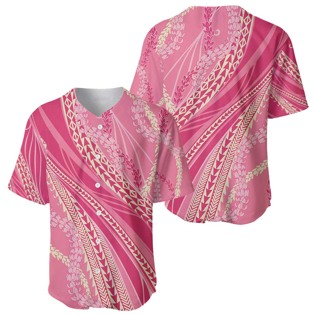 Polynesian Puakeniken Pikake Twisted Lei Baseball Jersey Rose Pink - Polynesian Pride