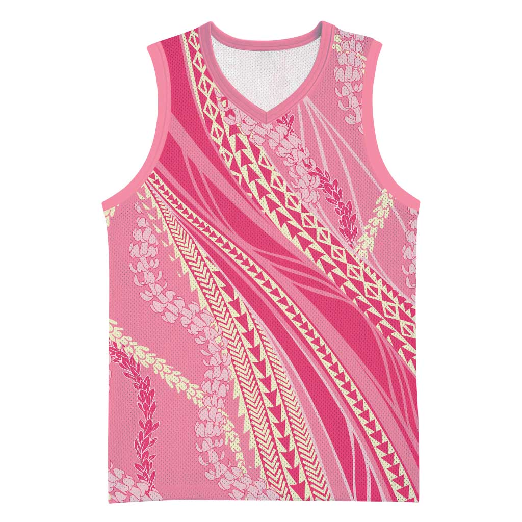Polynesian Puakeniken Pikake Twisted Lei Basketball Jersey Rose Pink - Polynesian Pride