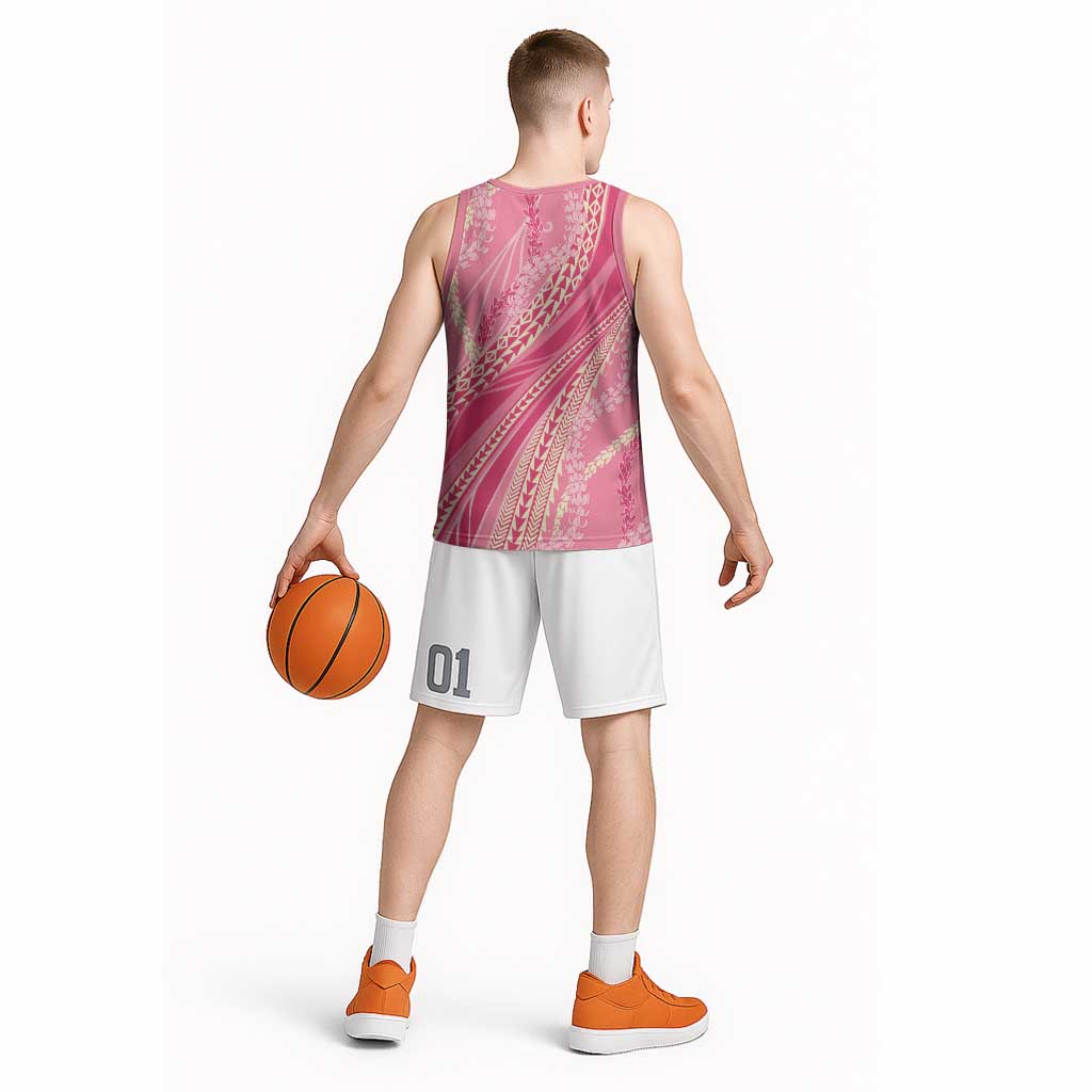 Polynesian Puakeniken Pikake Twisted Lei Basketball Jersey Rose Pink - Polynesian Pride