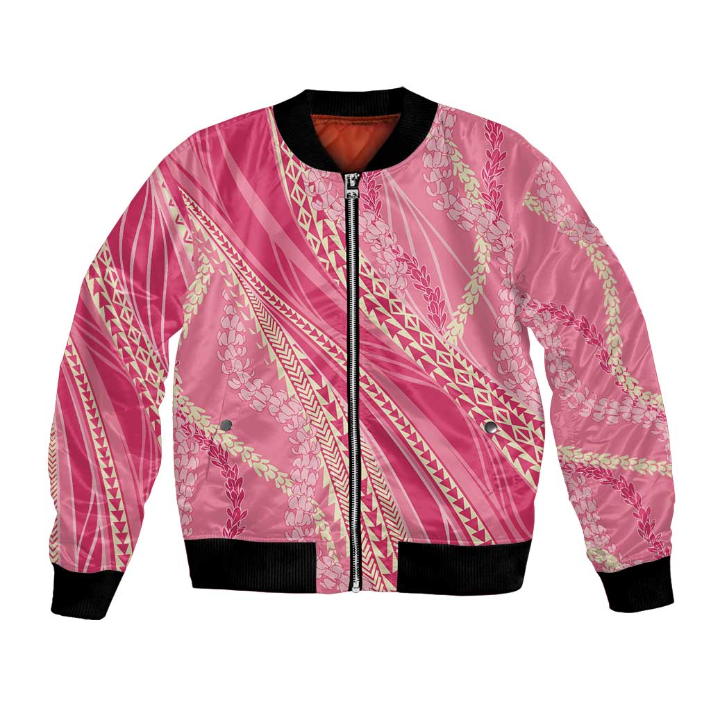 Polynesian Puakeniken Pikake Twisted Lei Bomber Jacket Rose Pink - Polynesian Pride