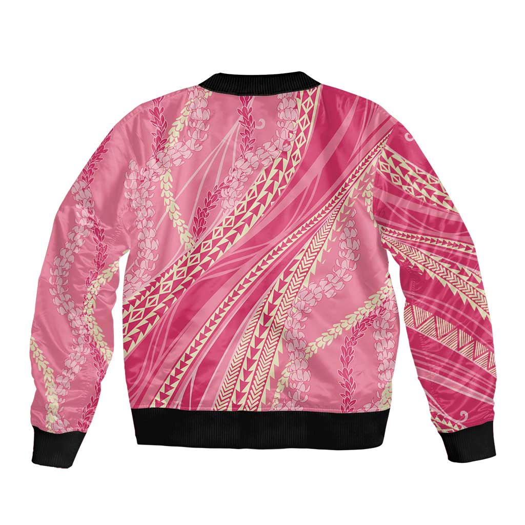 Polynesian Puakeniken Pikake Twisted Lei Bomber Jacket Rose Pink - Polynesian Pride